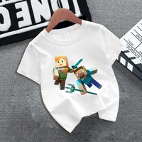 Miner Crafting Pixel T-shirt Short Sleeve Cute Cartoon Print Summer Round Neck Sportwear Fashion Hip Hop Boys Girls Clothes Gift 3