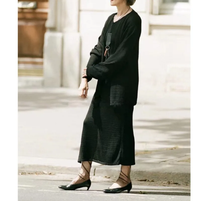 

2023 Spring and Summer New Acetate Blended Urban Women's Commuting Cardigan Top Sleeveless Dress Set