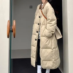 Women's Winter Korean New Polo Collar Cotton Coat Fashion Retro Style Button Pocket Splicing Cozy Warm Versatile Mid Length Coat