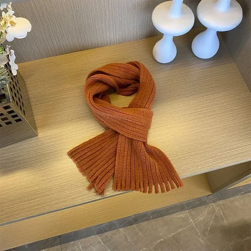 Children's scarf retro western style small scarf baby striped bib boys and girls solid color versatile tassel scarf trend 6
