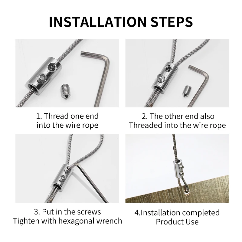 UTMACH Pack Of 40 Wire Rope Clamps 4 Mm Bow Rope Clamp Stainless - View #6