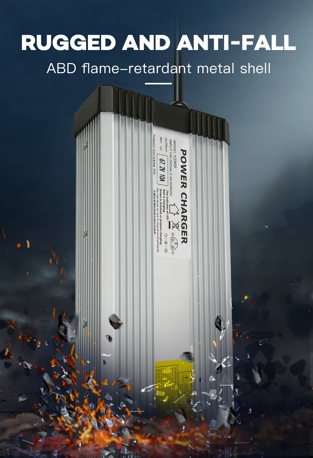 YZPOWER 14,5V 30A Blei-Säure-Batterieladegerät 1S 12V Hochleistungsladegerät, effizientes Laden, mit Lüfter – Detail 12