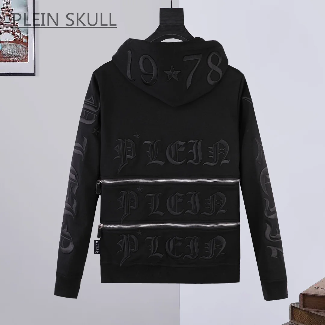 Plein Skull Spring Autumn Versatile Round Neck Hooded Suit Men's Y2K Coat Daily Casual Coat Pants Luxury Brand Suit M-XXXL 3
