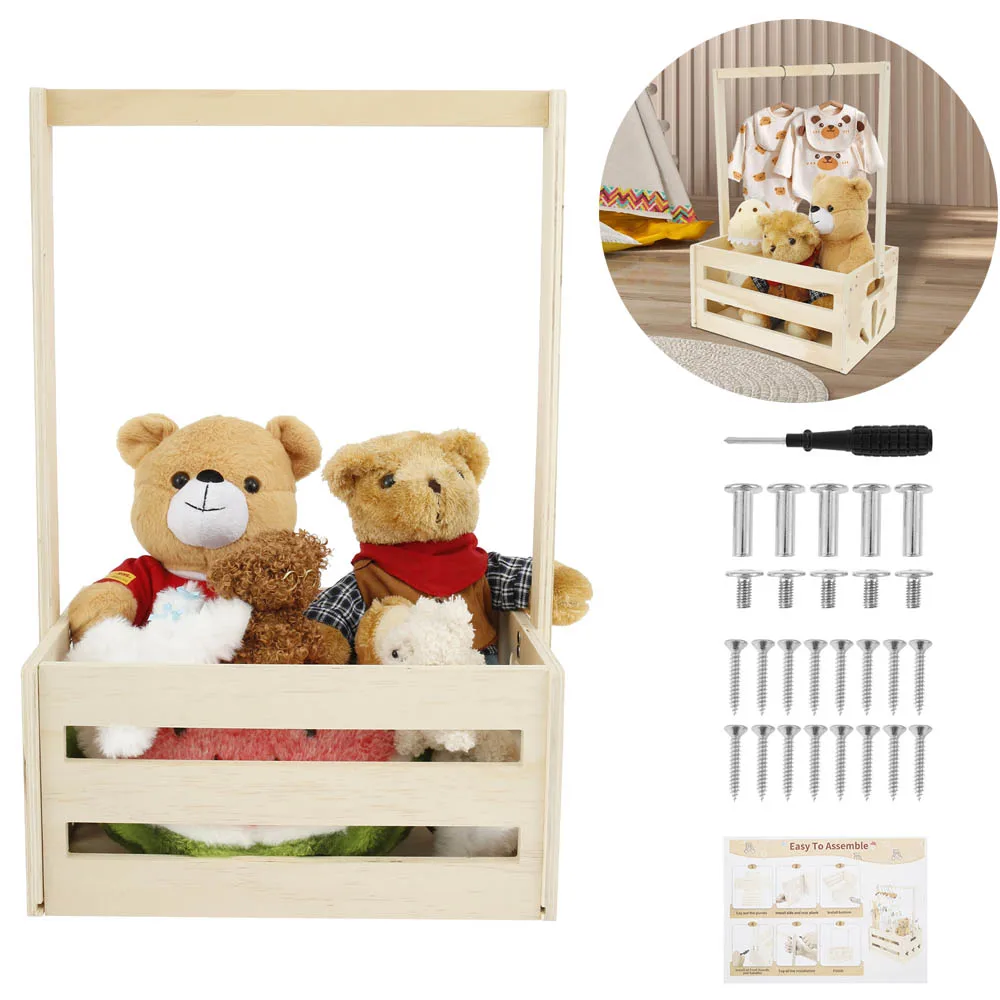 Wood Baby Shower Basket Baby Shower Crate Closet with Portable Handle Decorate Large Capacity Toy Storage Basket for Bathroom Wood Baby Shower Basket Baby Shower Crate Closet with Portable Handle Decorate Large Capacity Toy Storage Basket for Bathroom