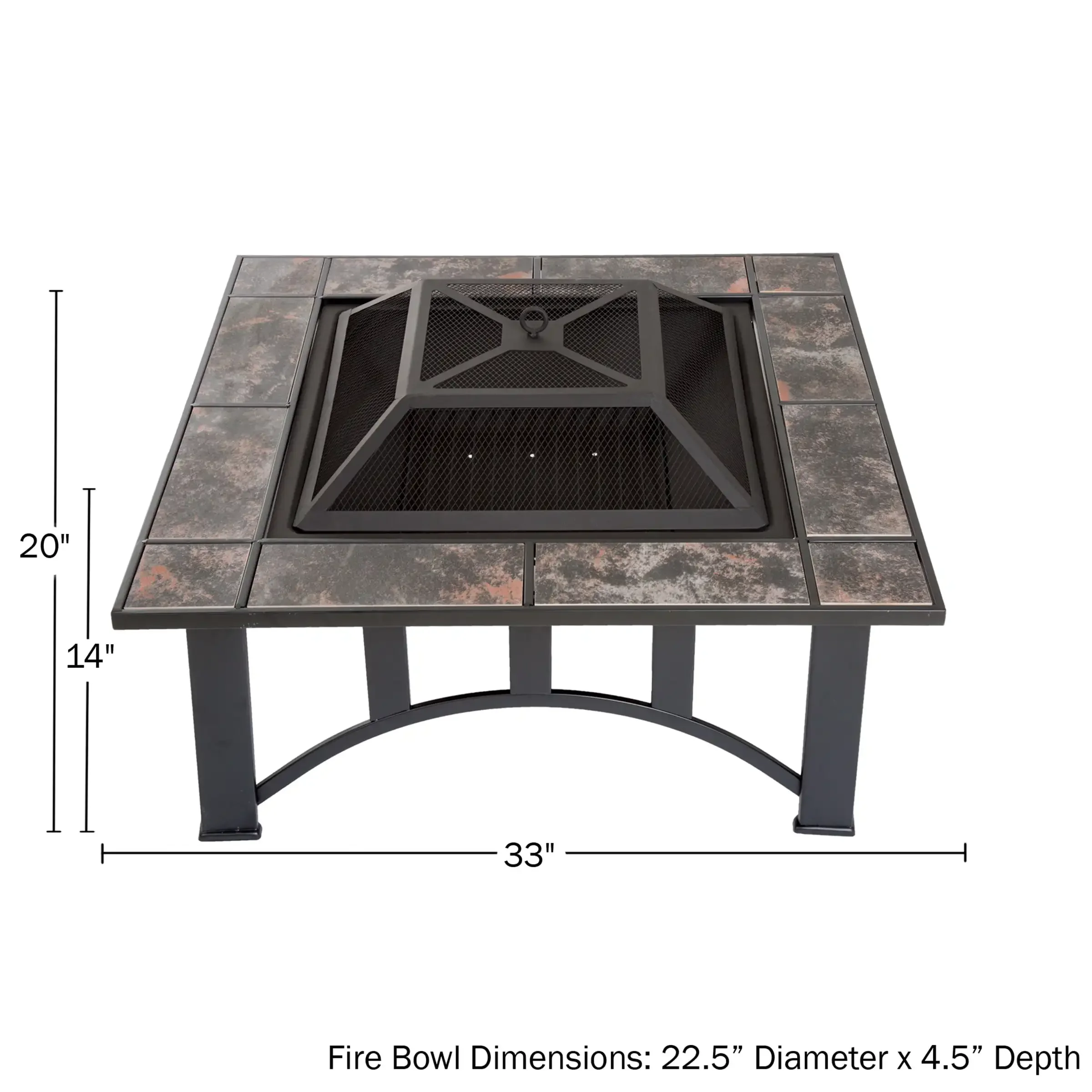 33-Inch Outdoor Fire Pit with Screen, Cover, and Poker (Black)