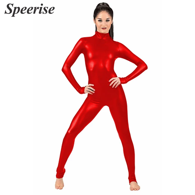 Red Shiny Metallic Catsuit Spandex Lycra Zentai Bodysuit