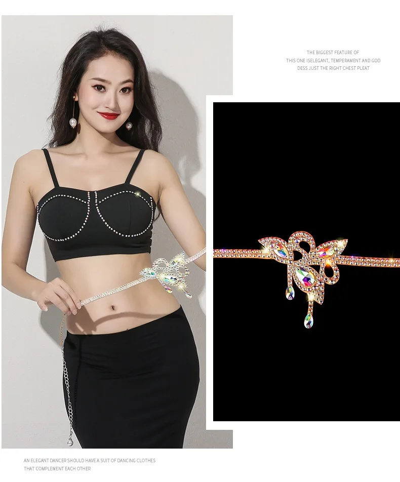 Mode Frauen Taille Kette Bauchtanz Gürtel Schmuck Dancewear Outfit Kostüm Strass für Bauchtanz Leistung – Detail 3