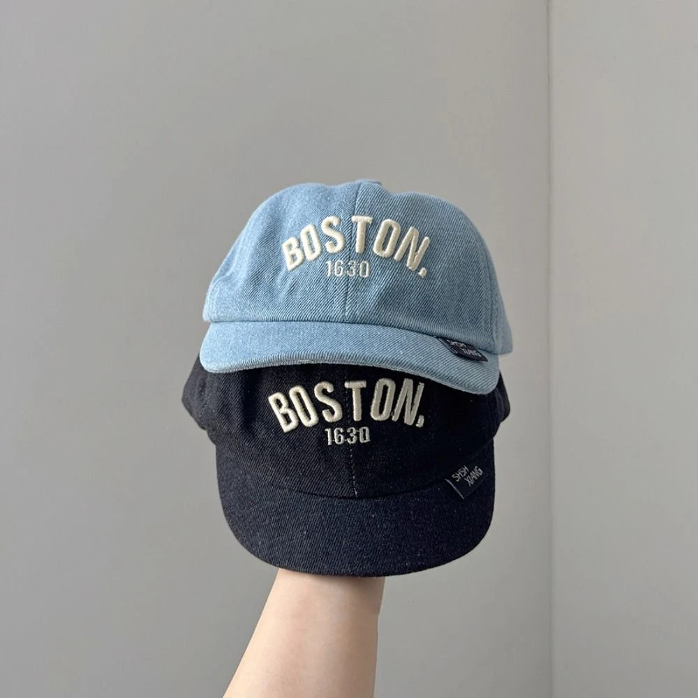 Casual Blue Denim Cap Short Brim Hip Hop Letter Baseball Cap 1-3Y Dome Baby Visor Hat Boys Girls