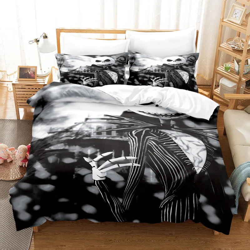 thumbnail image 1 of Juego de ropa de cama de pesadilla antes de Navidad, funda de edredón de Jack Skellington, funda de almohada de Anime, decoración de Halloween, Spead, dormitorio, 1 of 5