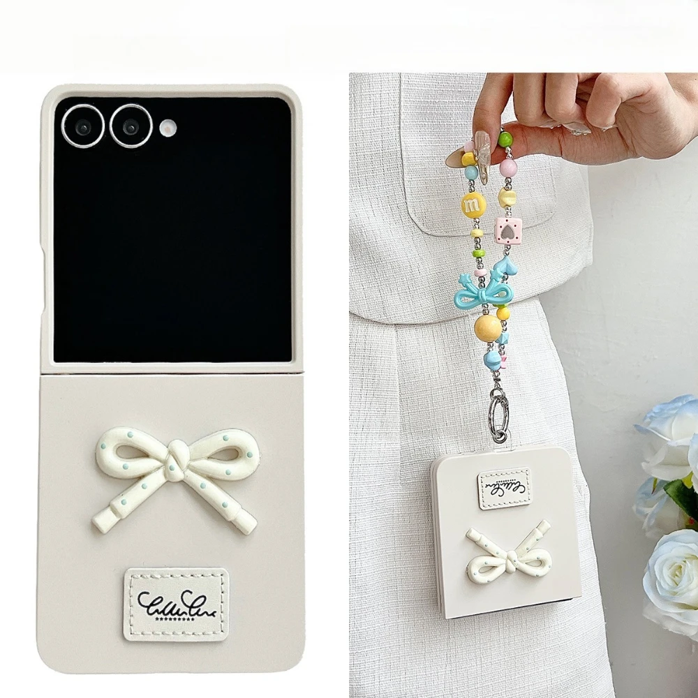 Candy Color Skin Feel Bow Tie Phone Case with Lanyard - Shockproof Protective Back Cover