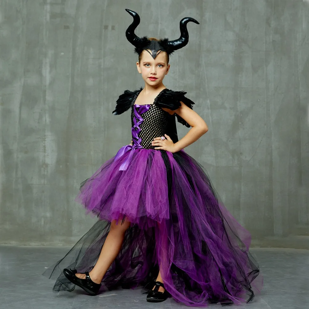 New Style Girl Sleeping Malse Black Witch Costume Halloween Costume Maleficent Witch Witch Party School Activity Stage Costum