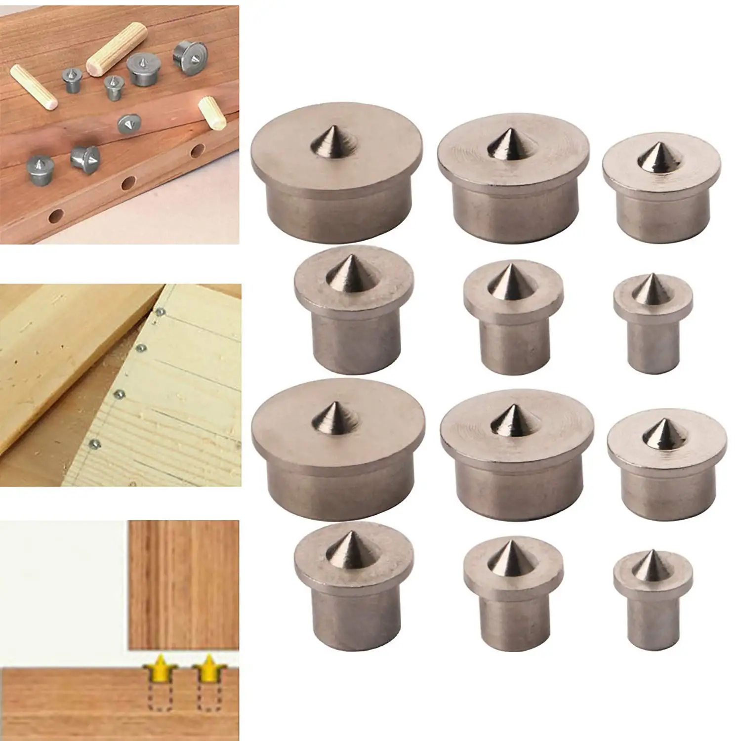 

Woodoworking Tools 1/4 Dowel Tenon Center Set Woodworking Top Locator Roundwood Punch Wooden Furniture Centering Point Drilling
