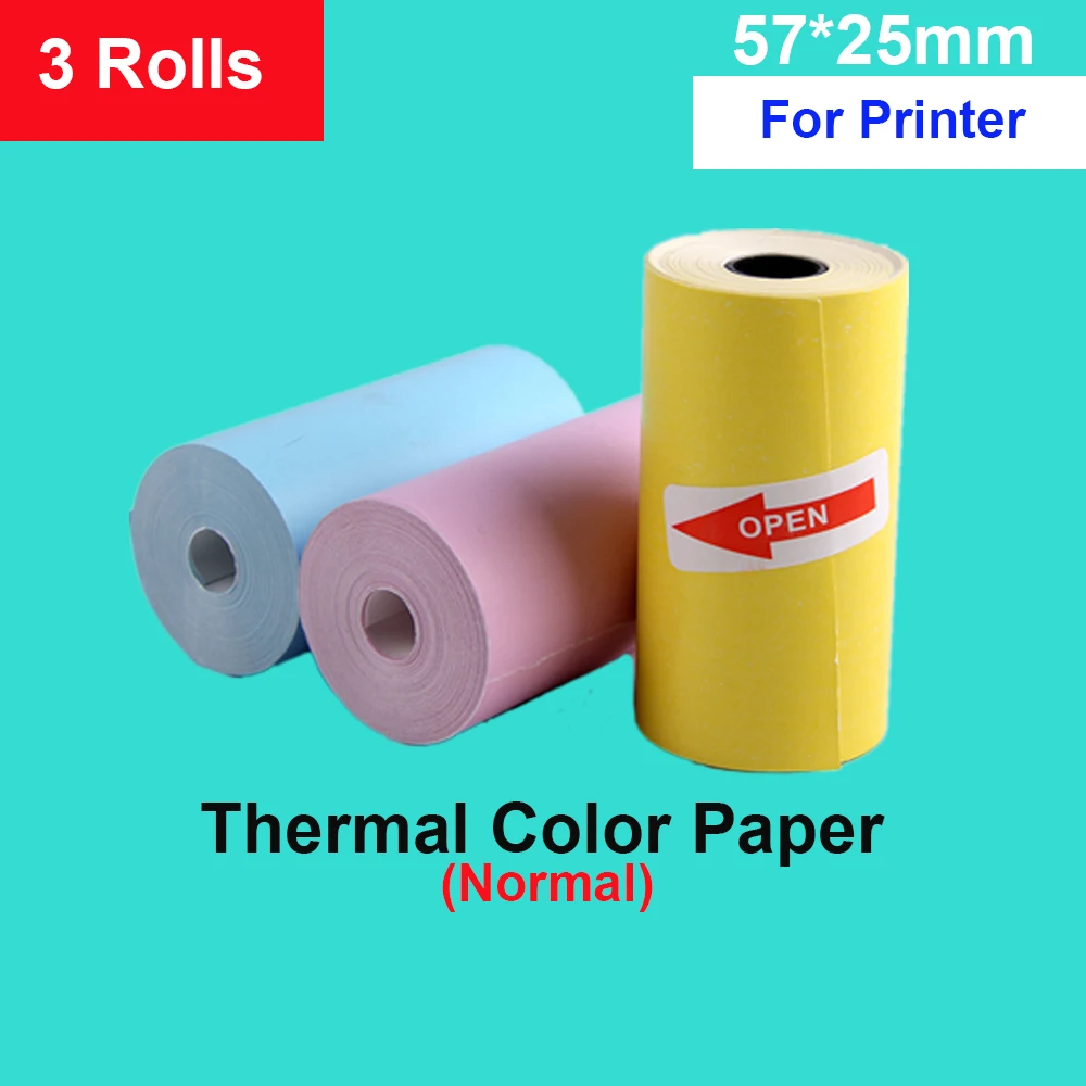Thermal Sticker Paper Mini Printer Colorful Adhesive Self-adhesive for Wireless Bluetooth Photo Inkless Printer 57mm