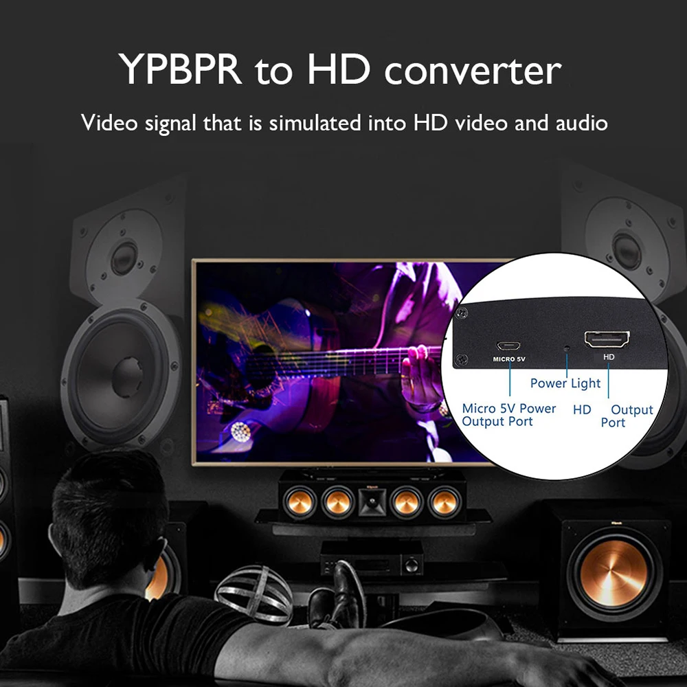 YPbPr to HDMI Compatible 1080P Video Audio Converter RCA to HD Connector Converter PS2 DVD PSP Xbox HDTV Adapter HDMI