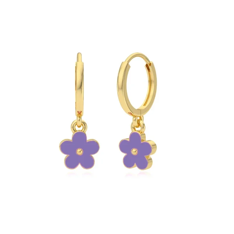Boucles D'oreilles Gouttes Pendantes Violet émaillées - Fait-main En France - Neuf