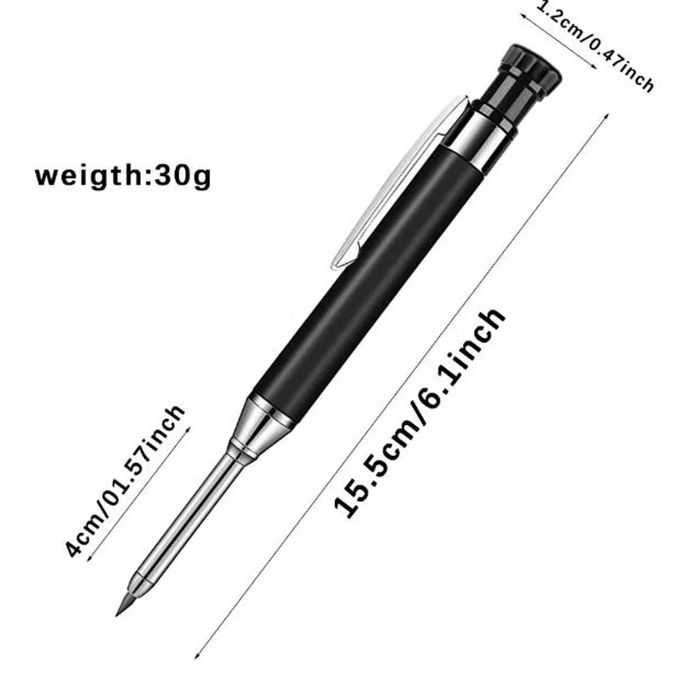깊은 구멍 금속 목공 연필 세트, 2.8mm 흑연 리드, 연필 숫돌 포함, 사용 및 휴대 용이