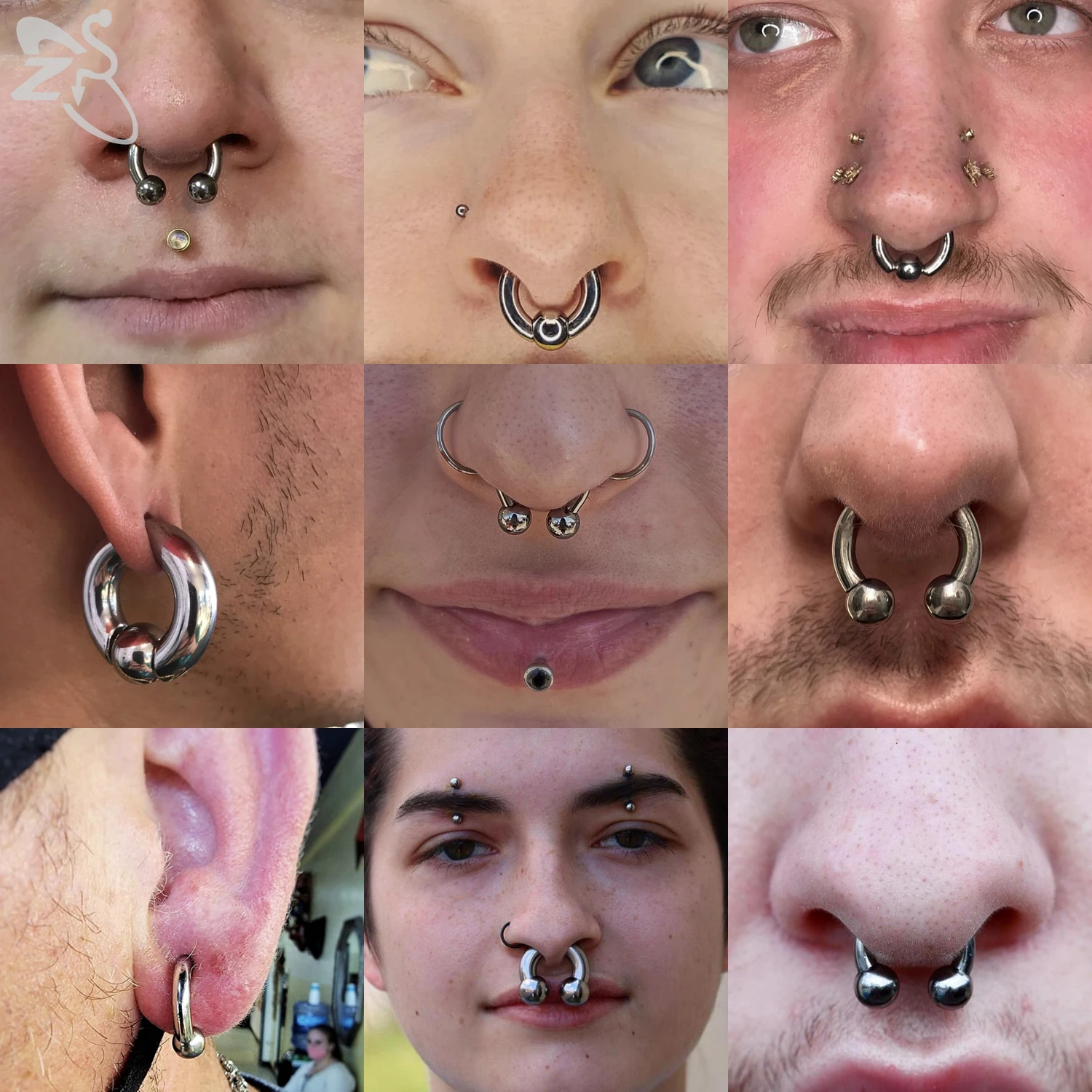 ZS 1 PC 2/4/6/8G Stainelss Steel Horseshoe Nose Ring Internal Threaded Large Gauge Piercings Noses Ear Expander Septum Piercing images - 6
