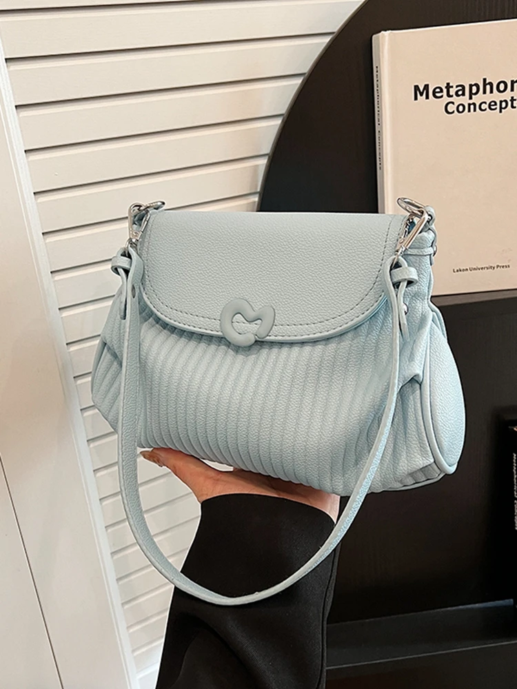 

PU Leather Underarm Pleated Bag for Women High-Grade Sense Textured Small Crossbody Bags Lady Casual Soft Leather Pouch