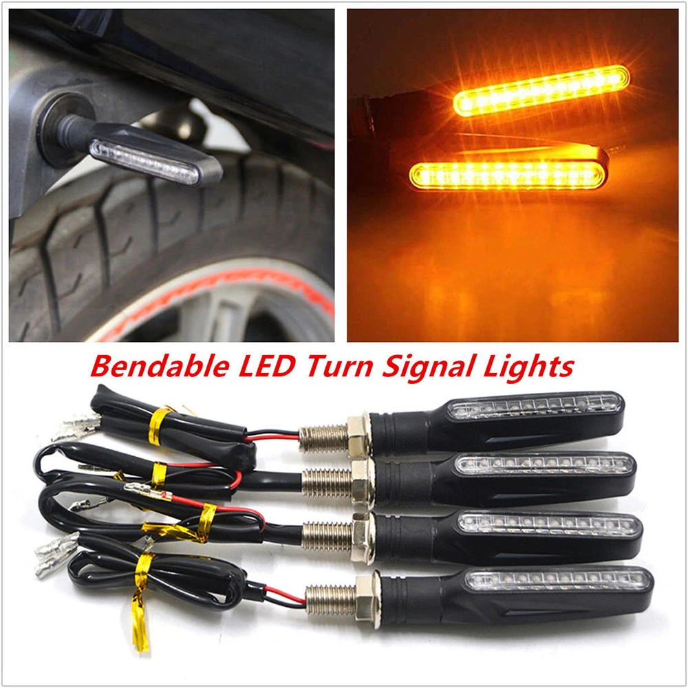 1/2pcs Motorcycle Light Soft Handle One Line LED Turn Signal Warning
