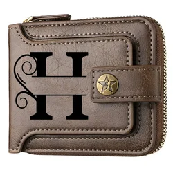 Personalized Engraved Brown Leather Wallet - Custom Gift (Light Brown - H)