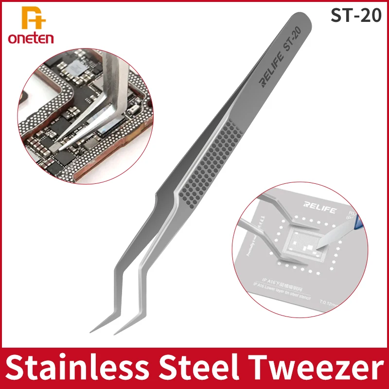 RELIFE ST-20 칩 주석 식재 스테인레스 스틸 핀셋, 주석 메쉬 포지셔닝에 사용되는 고경도, 정밀 클램핑 와이어 도구..