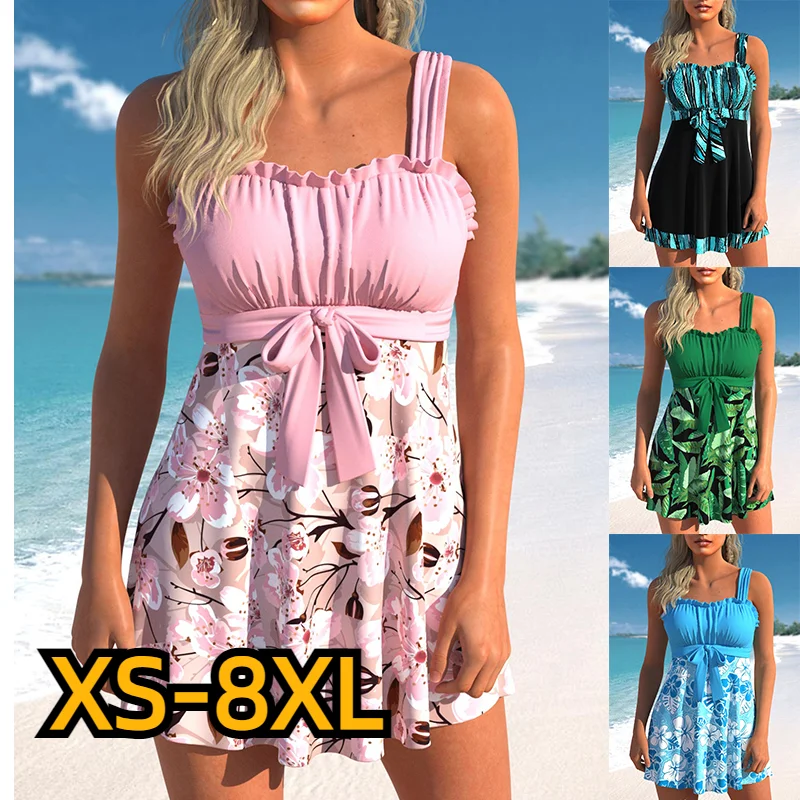 

2023 Women High Waist Tankini Summer New Design Printing Swimwear Swimsuit Bikini Bathing Suit Two Piece Set Beach Weart XS-8XL