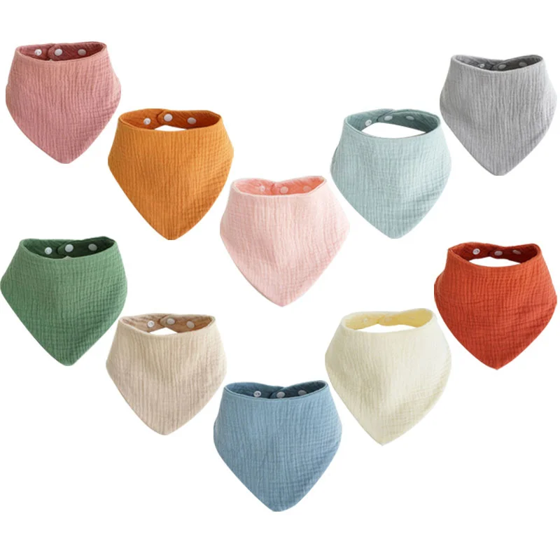 Solid Muslin Baby Bibs Baby Bandana Drool Bibs 100% Cotton For Toddler Children Kids Unisex Boys Girls