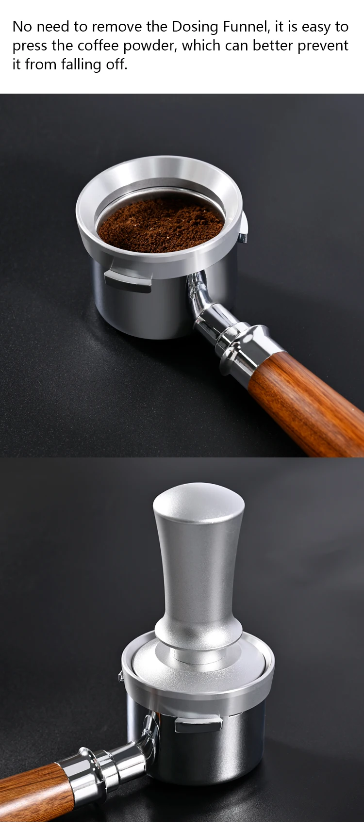 Espresso-Kaffee-Ersatz-Dosierring für Delonghi-Trichter aus Aluminium mit 6 Magneten, passend für 51/54/58/58,5 mm Siebträger – Detail 5