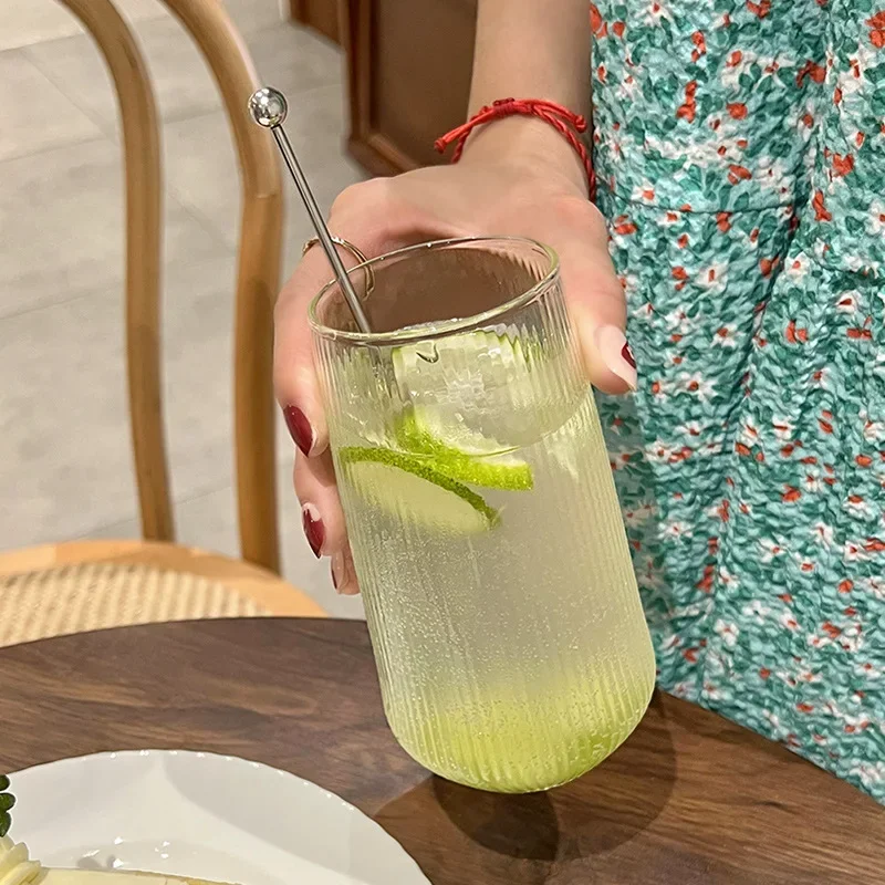 Heat-Resistant Rib Luxury Coffee Glass Water Cups Vertical Stripes Tea Mug for Drinking Milk Beer Wine Juice Tumblers Cup Party