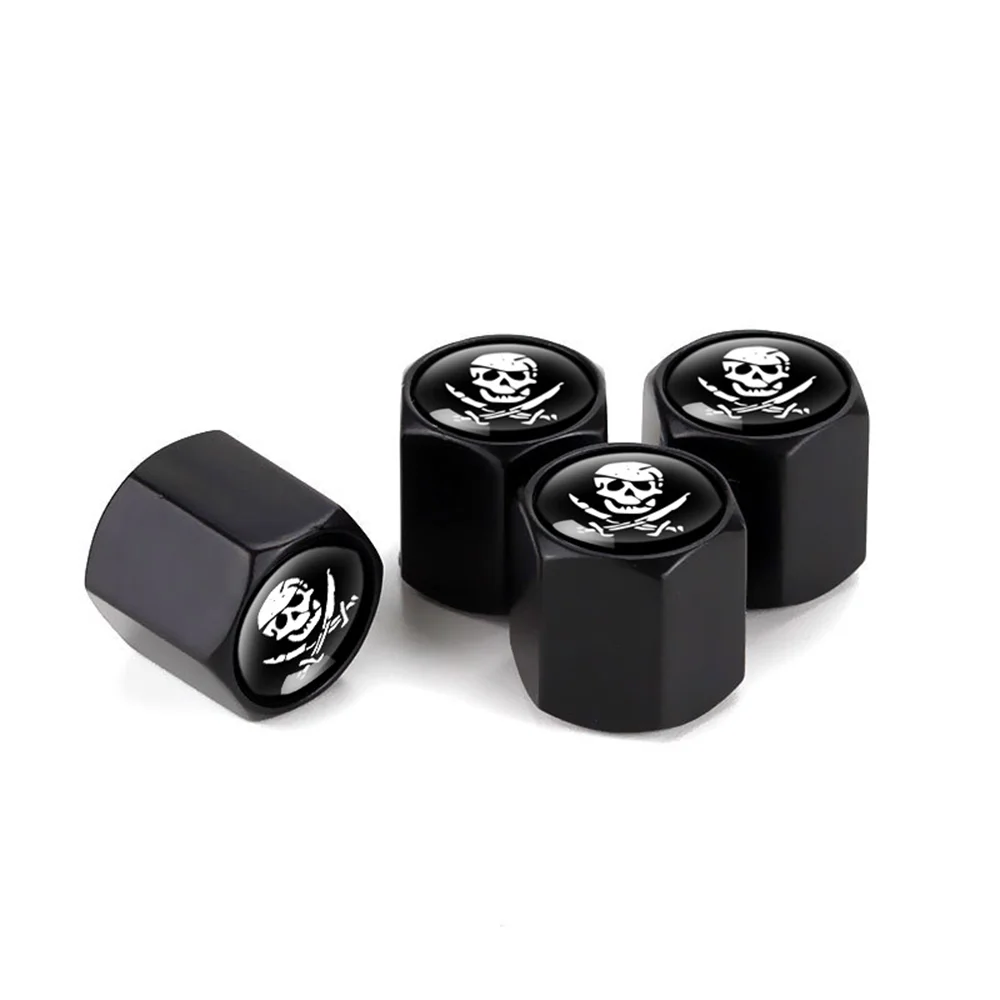 

4Pack Black Pirate Skull Tire Valve, with Rubber O-Ring Air fits Cars, Trucks, Bikes, Motorcycles, Bicycles Tire Caps
