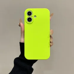 Liquid Silicone Camera Lens Protection Phone Case - Premium Shockproof Cover - iPhone 15 Plus (Fluorescent Green)