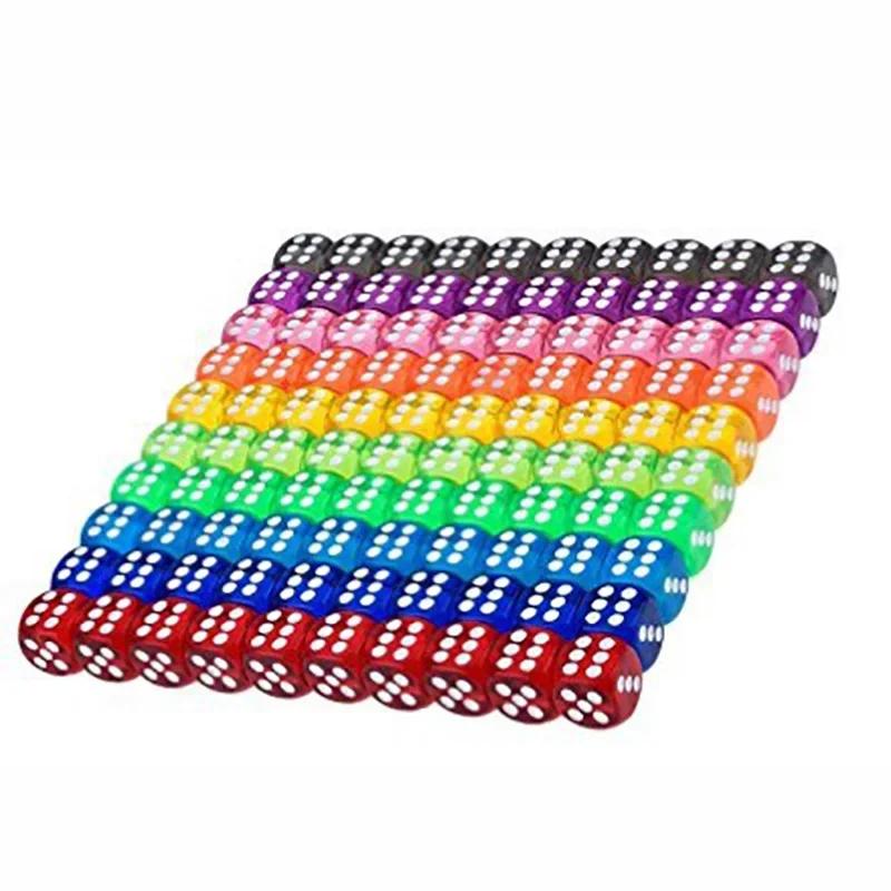 Filleted Corner Dice Set 10PCS/Lot Colorful Transparent Acrylic 6 Sided Dice Club/Party/Family Games acrylic dice,game dice,dice set