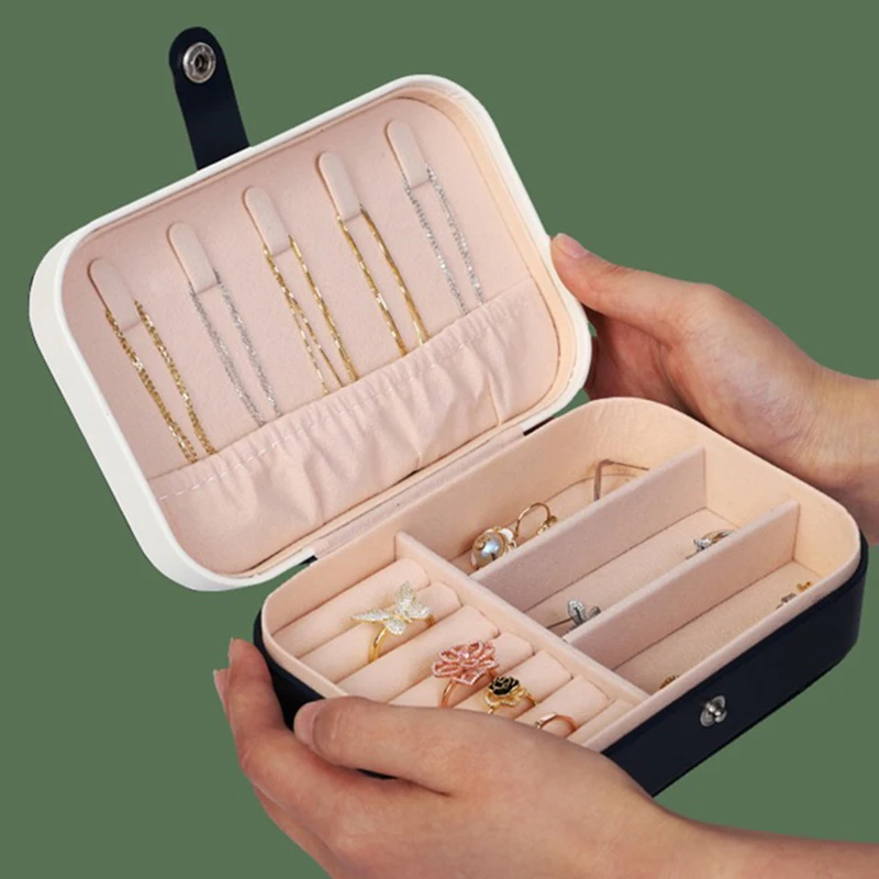 Korean Jewelry Storage Box Travel Portable Double Layer Organizer Case