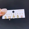 Yakemiyou 5pcs/Set Cartoon Design Stud Earrings for Women Girls Gold Color Cubic Zircon Jewelry 5
