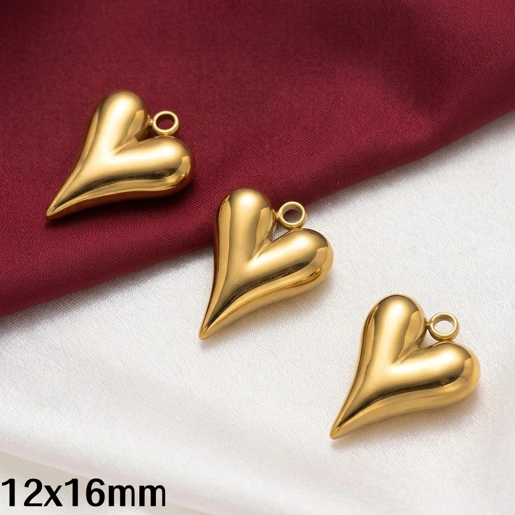 5 Stück Edelstahl Gold Herzanhänger für DIY Schmuckherstellung Damen Halsketten Armbänder Zubehör Ohrringe Herstellung – Detail 6