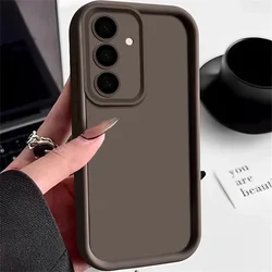 Shockproof Solid Color Silicone Phone Cover - Soft TPU Case for Samsung A34 5G (Coffee)