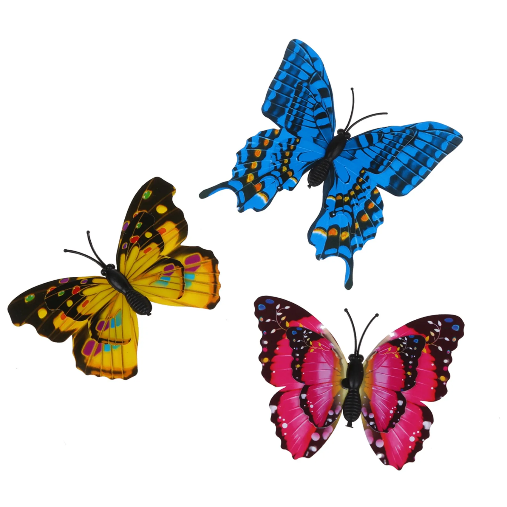 AT05-40Pcs 7Cm 3D 인공 나비 핀 클립 더블 윙 홈 크리스마스 웨딩 장식, 색상 무작위로 보내기