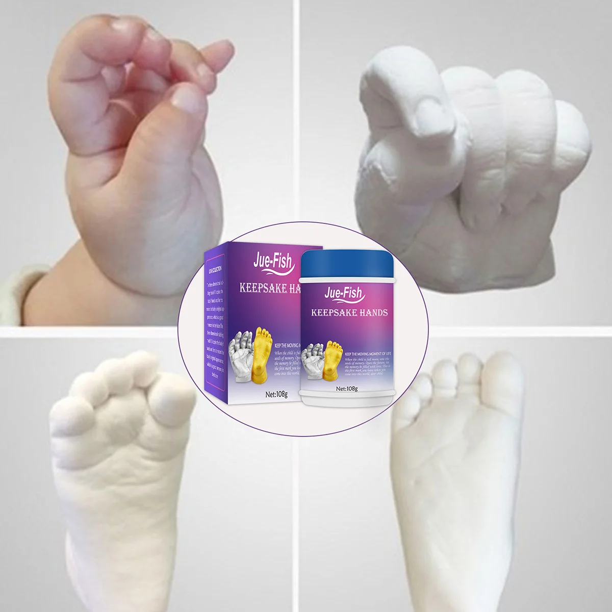 Hand and Footprint Kit Creative 3D Clone powder baby hand model Clone powder children full moon hand footprint souvenir model hand and footprint clay