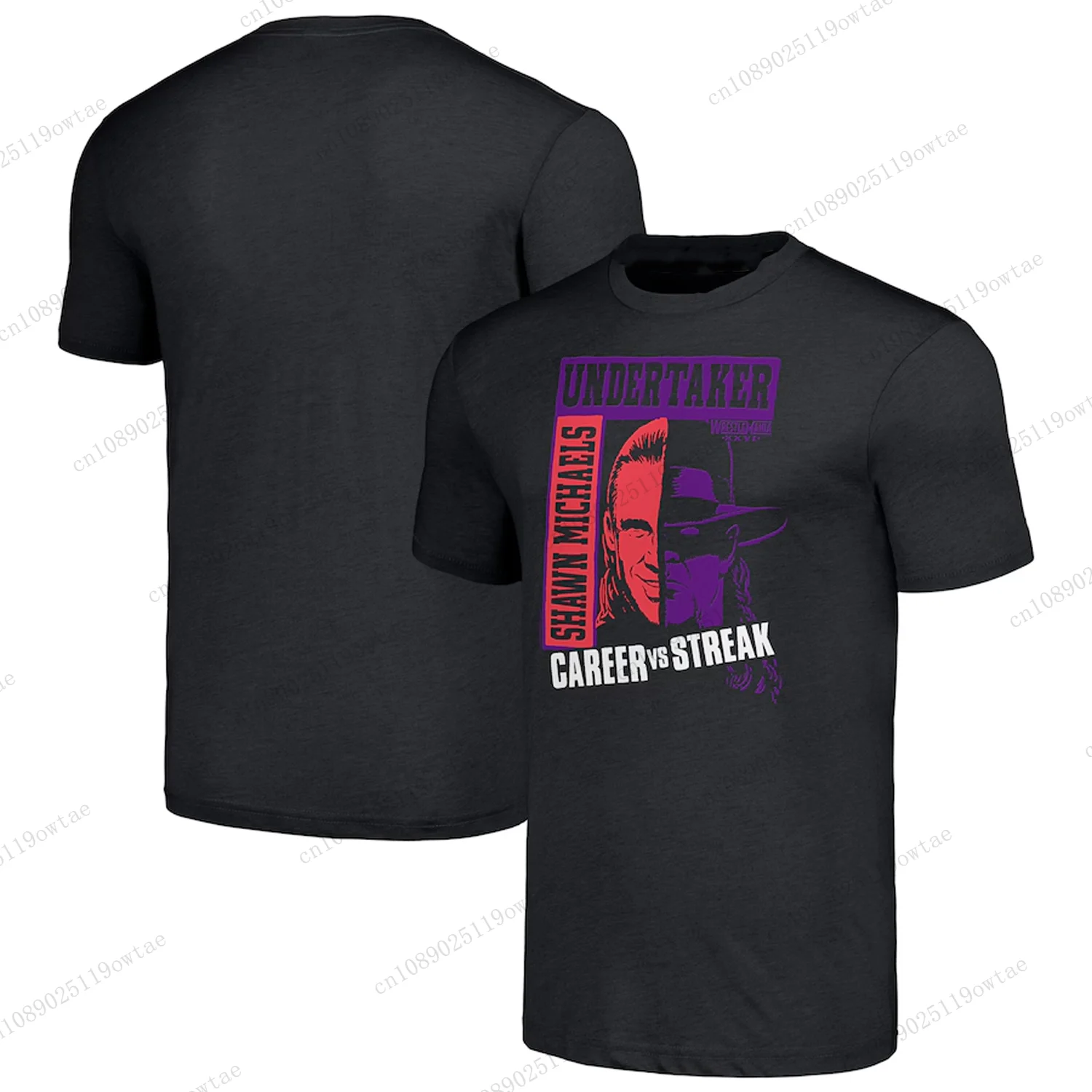 Men's Black Bret Hart Hitman Primitive Fathion Wrestling T-Shirt 2024 Summer New Arrivel  Fighting Style Streetwear Unisex Tops 6