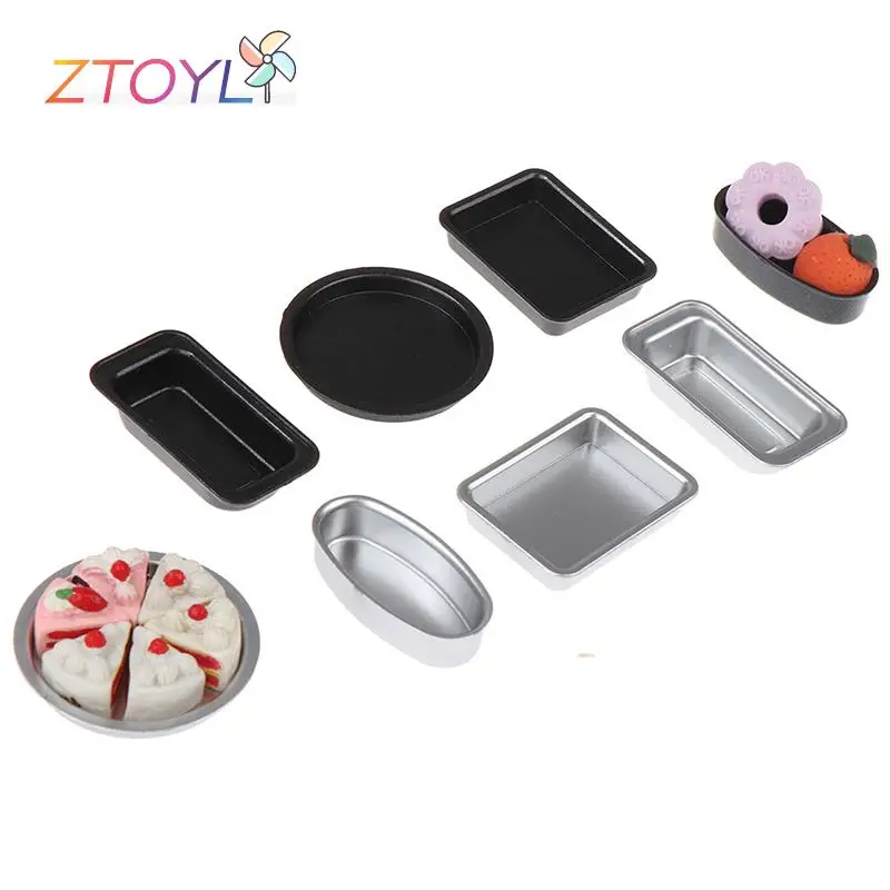 

1Set 1:6 1:12 Dollhouse Miniature Baking Tray Pan Plate Bakeware Baking Tools Model Kitchen Decor Play House Toy