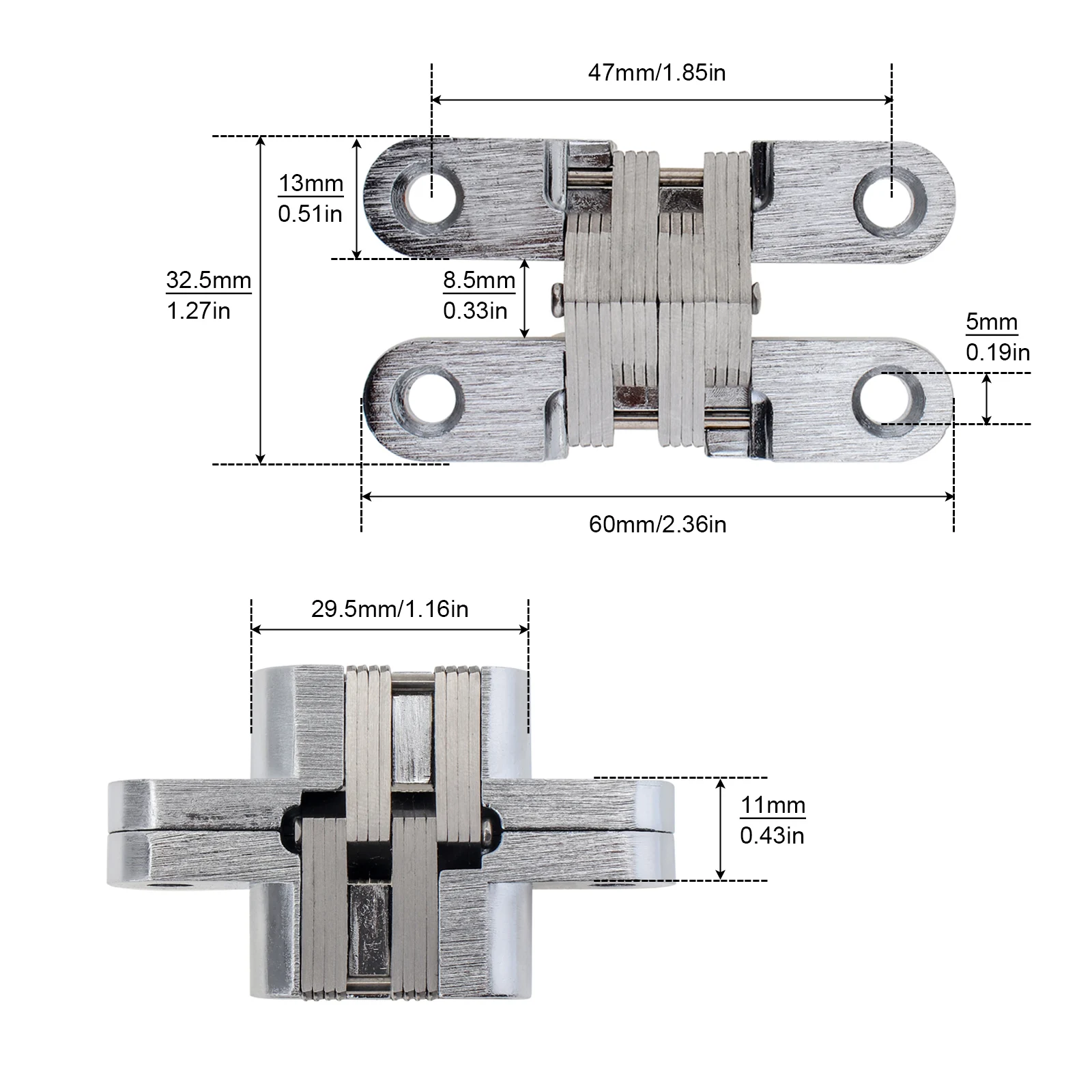 2pcs Stainless Steel Hidden Door Hinges 180 Degree Concealed Cabinet Bookcase Wardrobe Closet Door Hinges Furniture Hardware