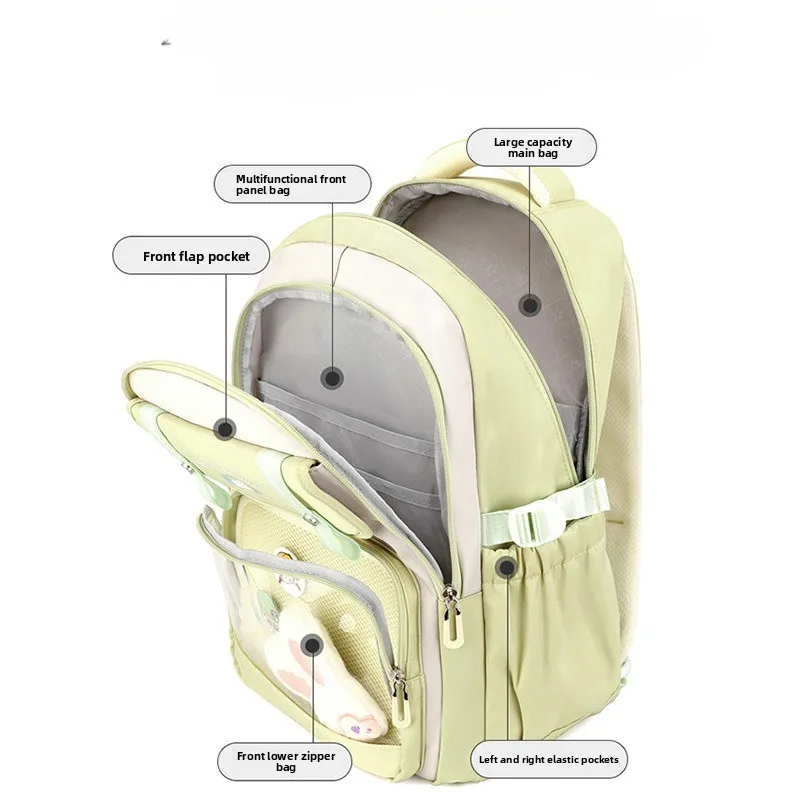 New Green Backpack Women Waterproof Candy Colors Backpacks Fancy High School Bags for Teenage Girl Cute Travel Rucksack 2