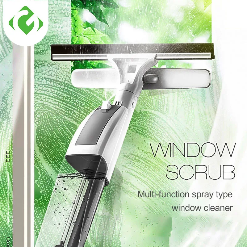 GUANYAO Glass Cleaning Brush with Water Spray Window Cleaner High quality  aluminum long handle Wiper and cloth combo silicone