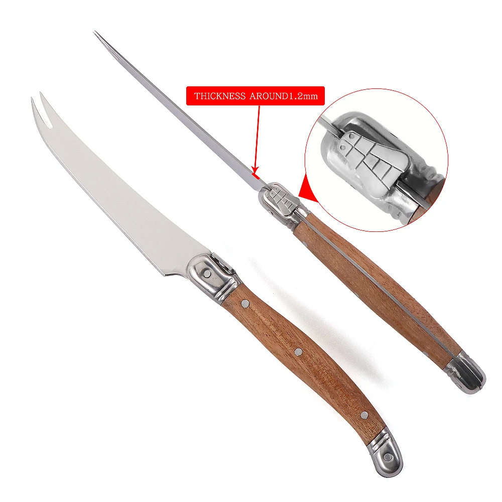 Jaswehome Laguiole Cheese Knives Set Pronged Knife Natural Sapele Wood Multi-functional Slicer Soft Semi Hard Cheese Knife cheese knives set