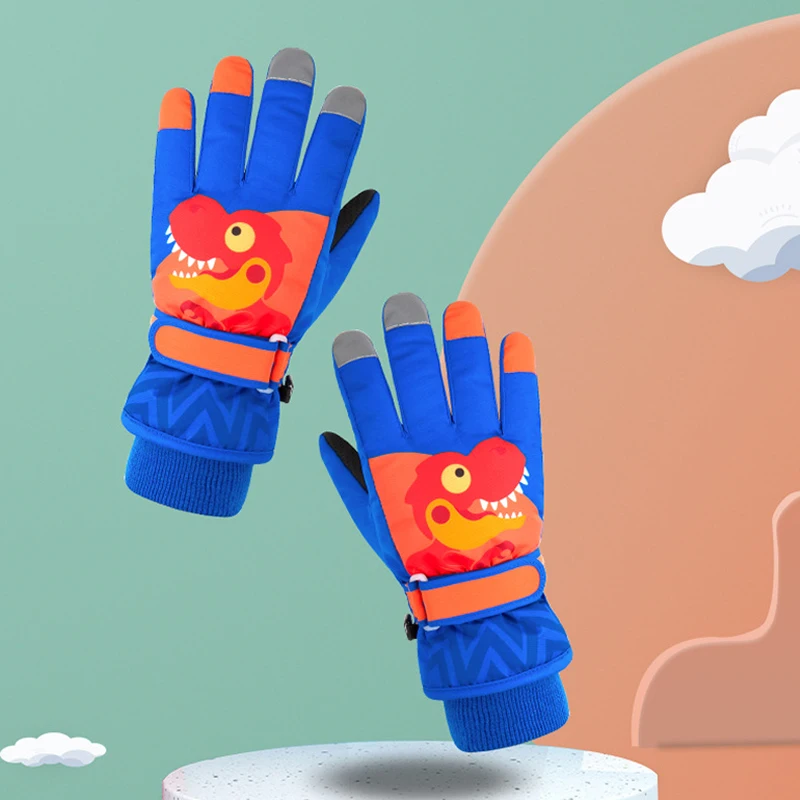 

Мультяшные детские лыжные перчатки, зимние Бархатные водонепроницаемые ветрозащитные перчатки, теплые зимние перчатки для спорта на открытом воздухе, варежки