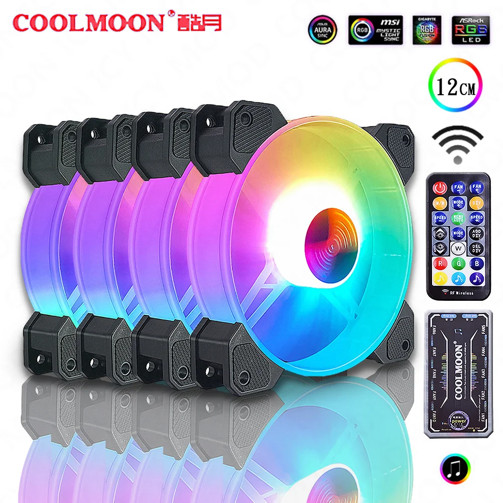 Маленький кулер COOLMOON 6 контактов 120 мм RGB-подсветка 5 В | Компьютеры и офис