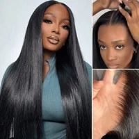 Perruque brésilienne en cheveux humains de 40 pouces, perruque frontale en dentelle HD 13x4 13x6, lisse comme un bâton, pré-épilée, avec ligne de cheveux naturelle, en cheveux Remy pour femmes 6