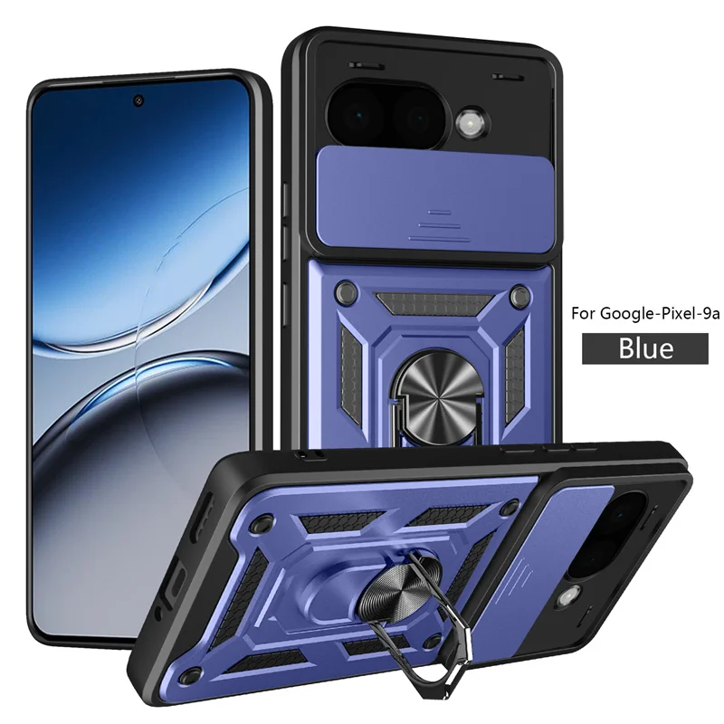 Magnetic Ring Armor Phone Case with Camera Protection and Car Mount Holder