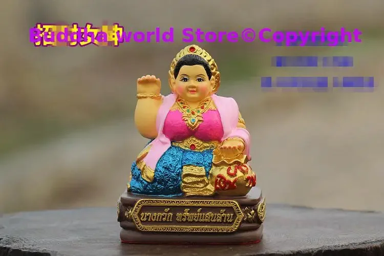 HOME CAR SHOP GOOD LUCK talisman Southeast Asia Thailand Temple Buddha bring fortune Goddess of Wealth Nang Kwak statue 4
