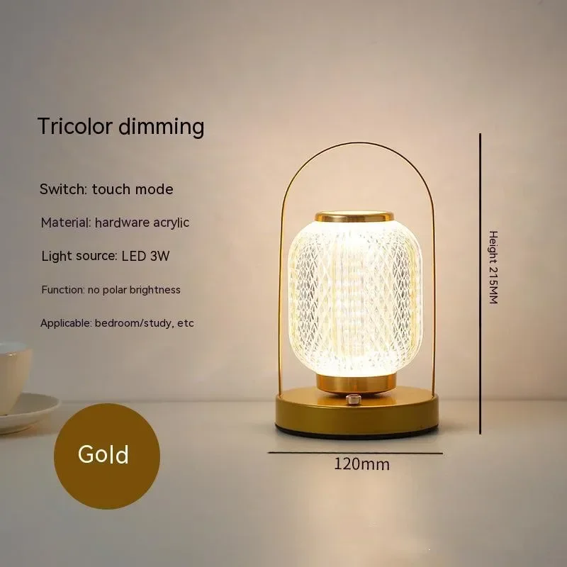LED Decoration table lamp rechargeable retro acrylic night light bedroom living room bed USB touch lighting desk lamps